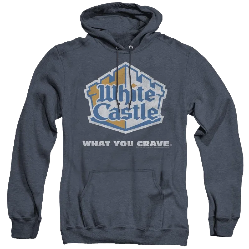 Price Drop slim-fit hooded sweatshirtWhite Castle Distressed Logo - Heather Pullover Hoodie Price Drop slim-fit hooded sweatshirtWhite Castle Distressed Logo - Heather Pullover Hoodie