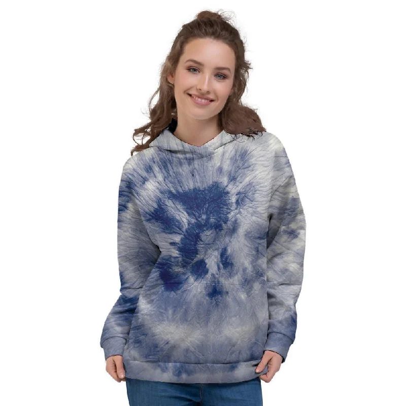 One-DAY Sale Spiral Blue Swirl Tie Die Women's Hoodie