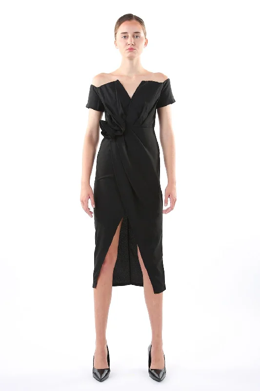 Exclusive Offers relaxed fit dressOff Shoulder Wrap Midi Dress