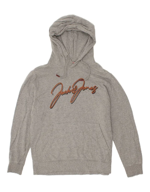 Early Bird Discount JACK & JONES Mens Graphic Hoodie Jumper XL Grey Cotton