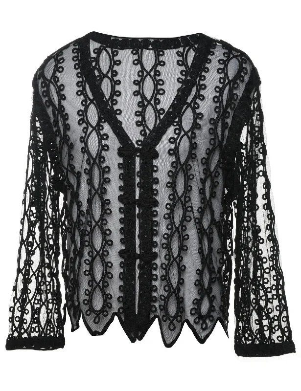 Major Savings cool zip-up jacketBlack Classic Lace Sheer Jacket - L