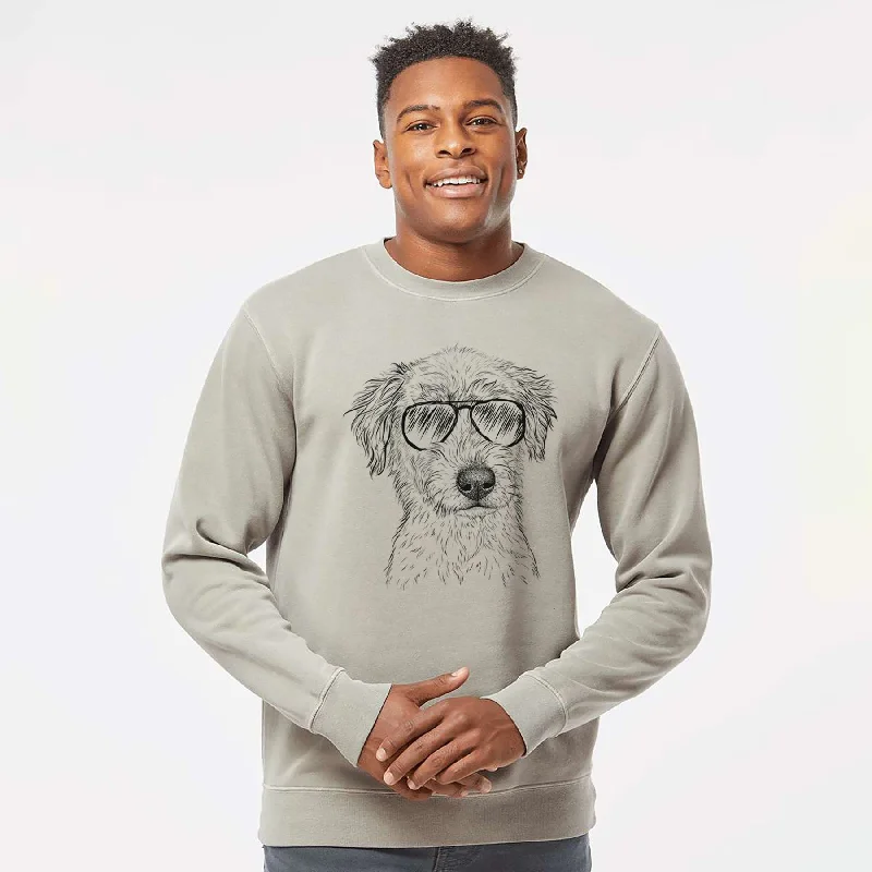 Shop and Save performance hoodie for gymAviator Harry the Mixed Breed Puppy - Unisex Pigment Dyed Crew Sweatshirt