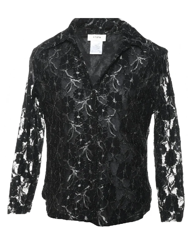 Special Offer sleek windbreaker jacketLaura Floral Print Lace Shirt - M