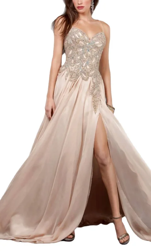 Extra Savings modern dressProm Flowy Dress In Blush