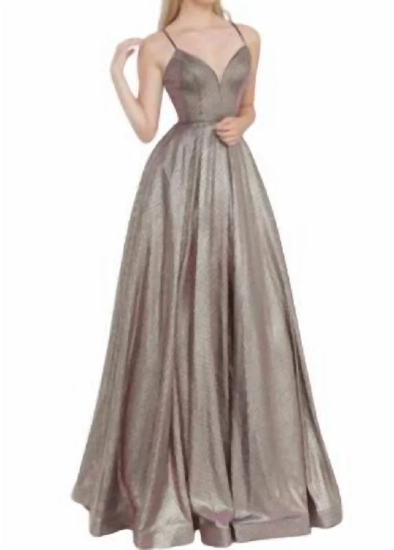 Midnight Madness oversized dressMetallic Ballgown In Metallic Gold