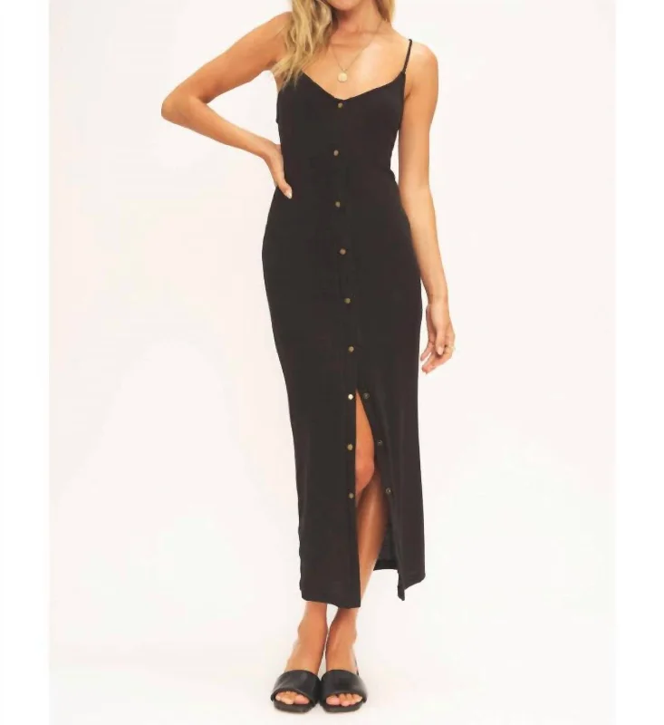 Exclusive Preview pleated dressLucia Snap Front Tank Dress In Black