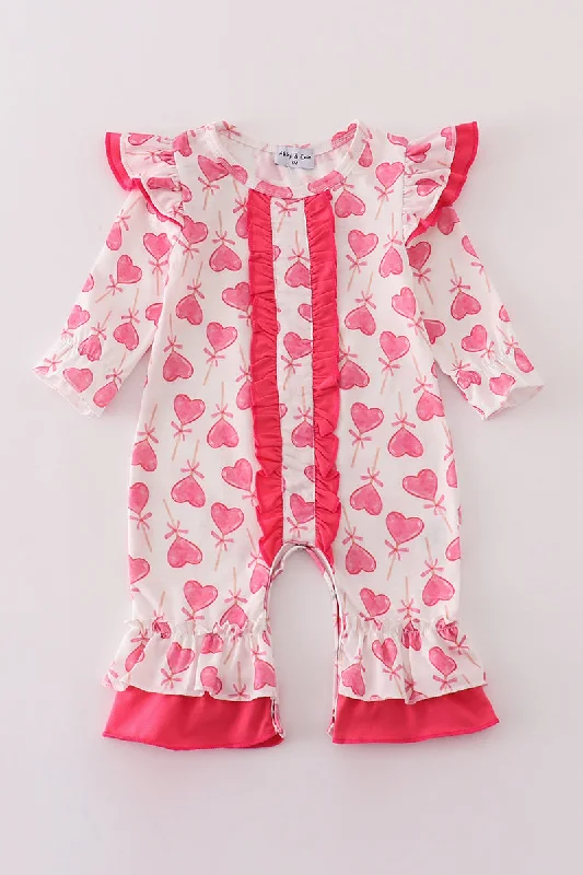 Don't Wait romantic dressPink valentine heart print girl romper