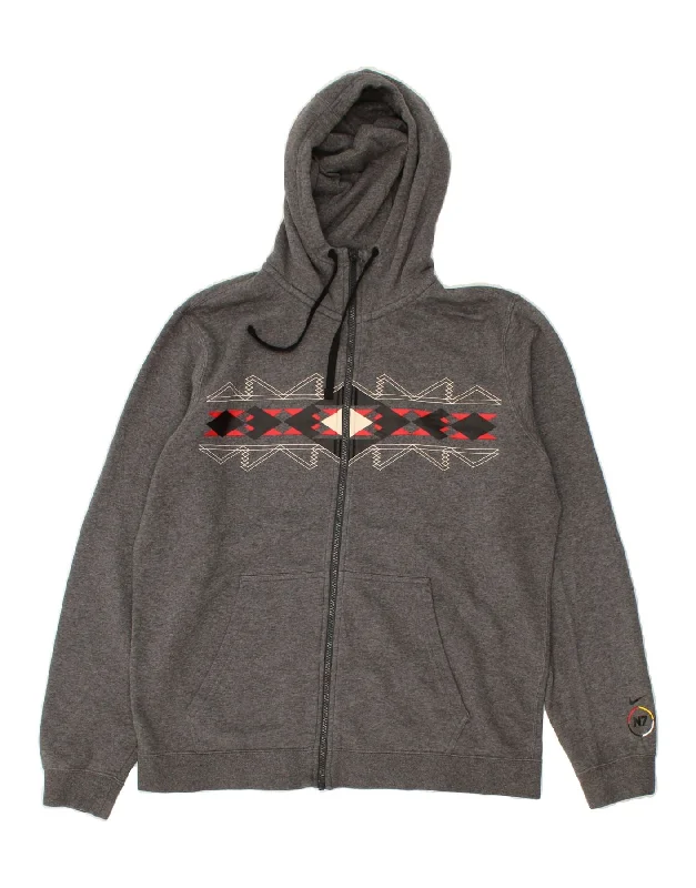 Super Savings NIKE Mens Zip Hoodie Sweater Large Grey Argyle/Diamond Cotton
