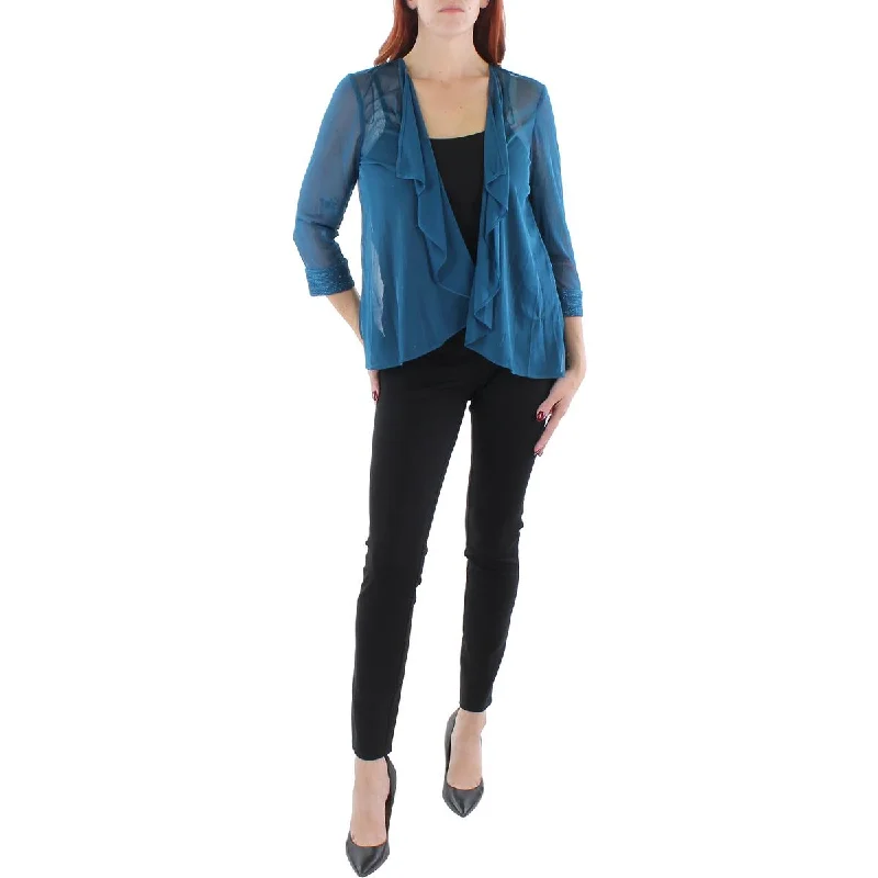 Discount Days premium outdoor jacketWomens Contrast Trim Sheer Duster Blazer