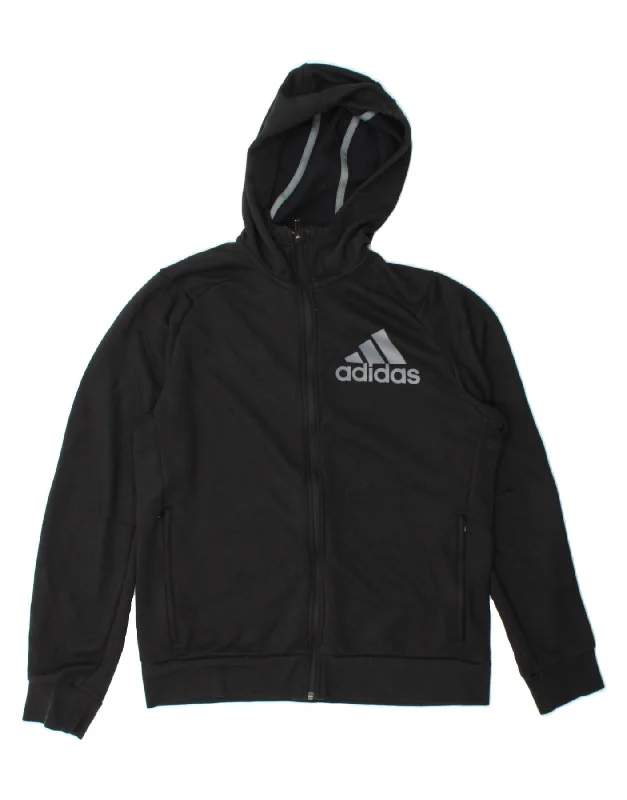 Final Sale ADIDAS Mens Climalite Graphic Zip Hoodie Sweater Medium Black Polyester