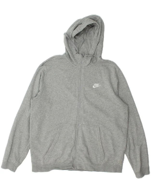 Lowest Prices NIKE Mens Zip Hoodie Sweater XL Grey Flecked Cotton