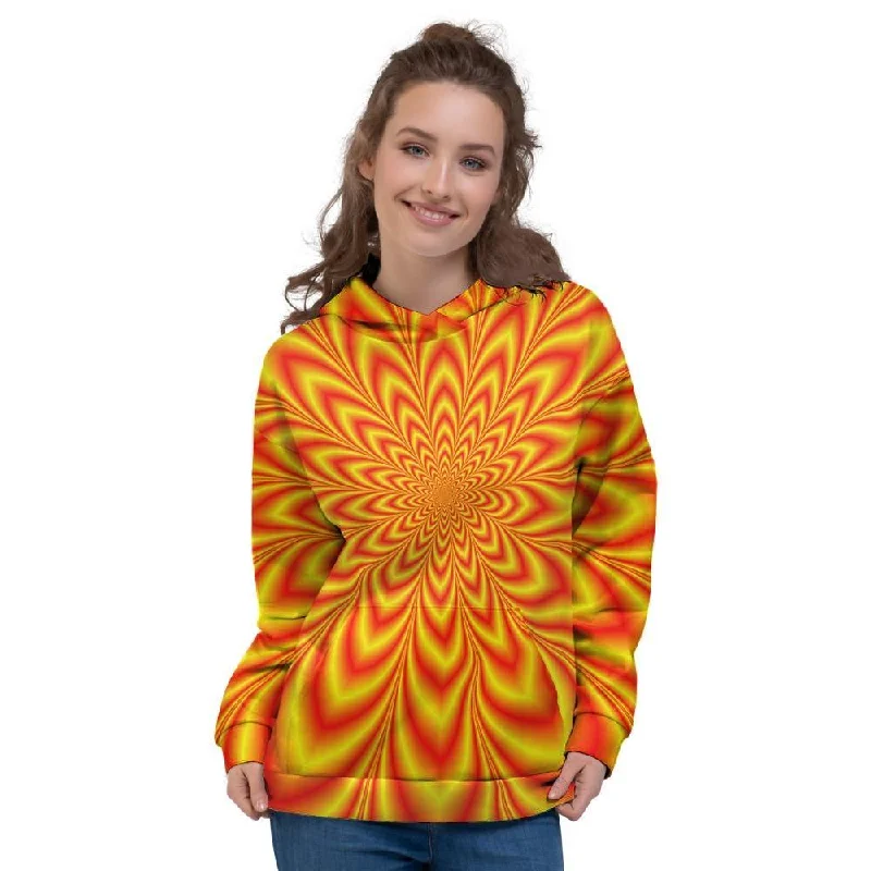 Act Now Red and Yellow Abstract Optical illusion Women's Hoodie