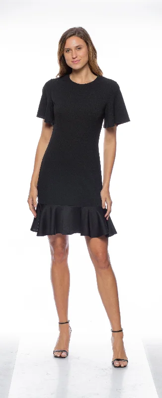 Quick Sale bodycon dressMarina Short Flutter Sleeve Ruffled Hem Sheath Dress