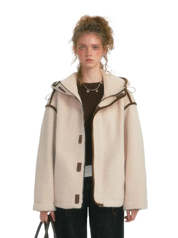 Massive Deals performance jacketContrast Trim Fleece Hooded Jacket