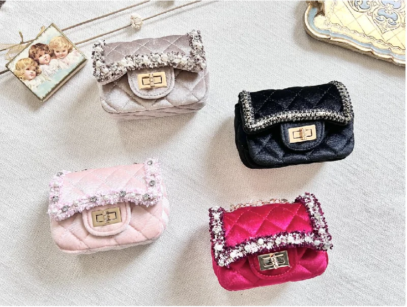Exclusive Online Offer comfy dressVelvet Tweed Lace Trim Handbag