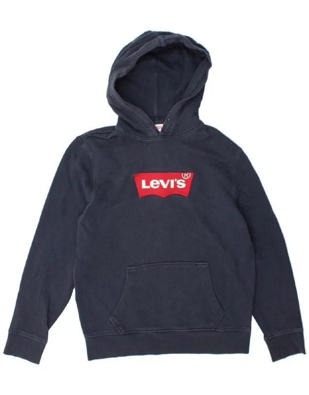 Price Drop Alert LEVI'S Mens Graphic Hoodie Jumper Medium Navy Blue Cotton