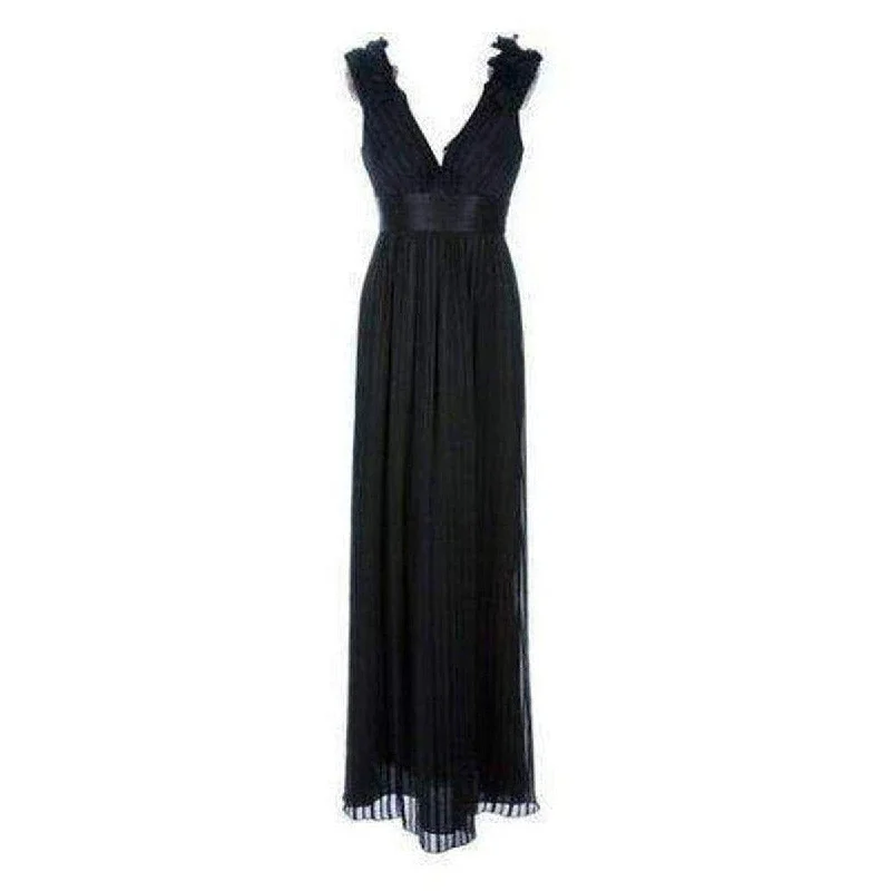 Inventory Reduction casual midi dressBlack Silk Chiffon Torey V-Neck Dress