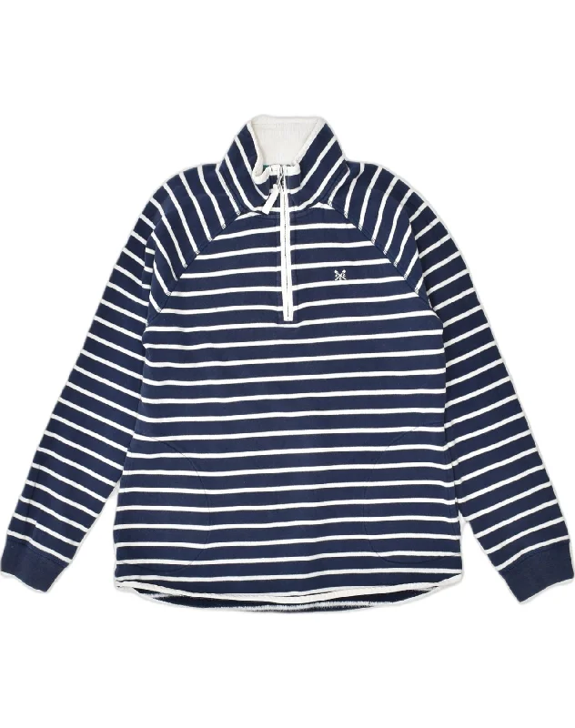 Best Deals soft pullover hoodieCREW Womens Zip Neck Sweatshirt Jumper UK10 Small Navy Blue Striped Cotton