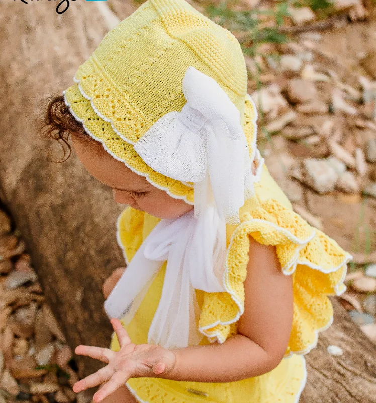 Super Sale velvet dressKnit Yellow Bonnet