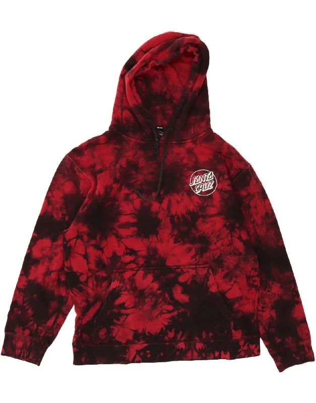 Blowout Sale SANTA CRUZ Mens Graphic Hoodie Jumper Large Red Tie Dye