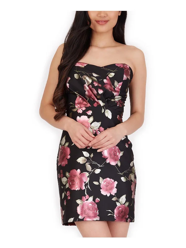 Buy Now classic fit-and-flare dressJuniors Womens Floral Print Strapless Mini Dress