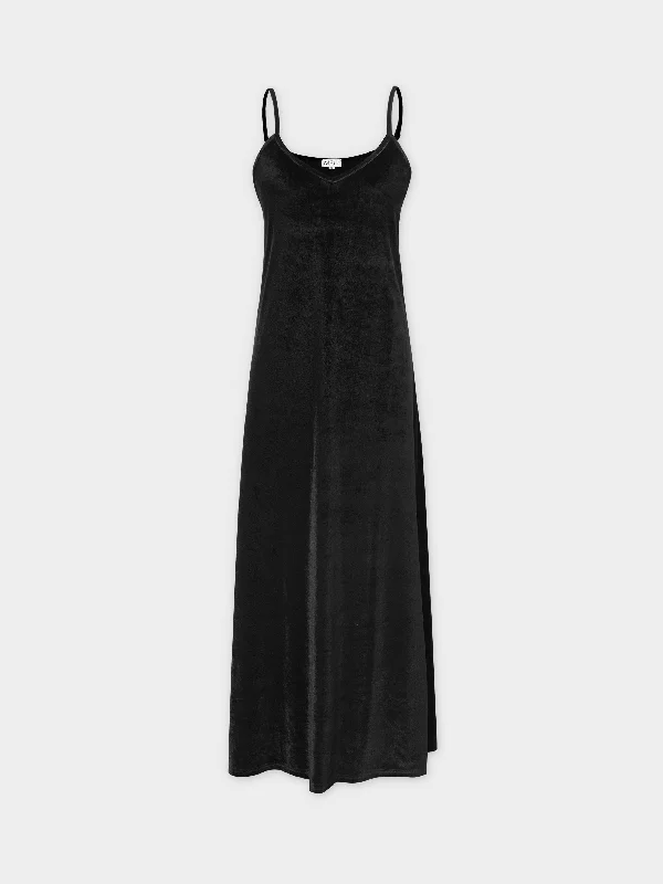 New Markdowns classic fit-and-flare dressVelour Slip Dress - Black