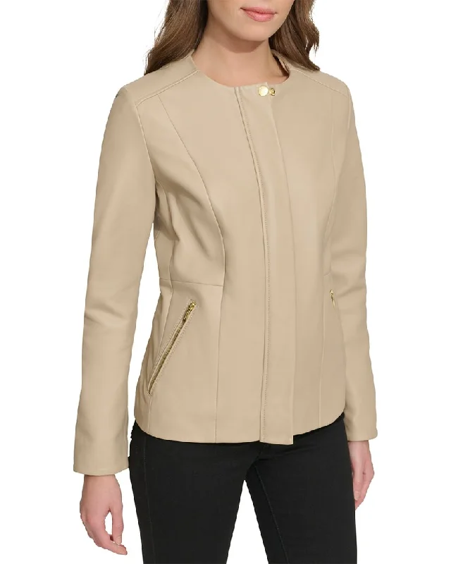 Deal Dash performance jacketCole Haan Collarless Leather Jacket