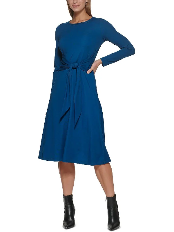 Discount Deals silk dressWomens Knit Tie-Waist Midi Dress