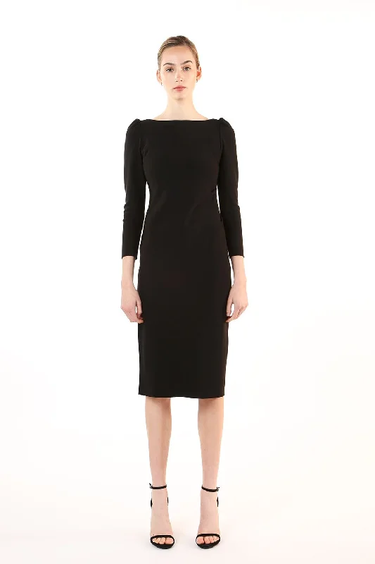 Early Access off-shoulder dressBoatneck 3/4 Sleeve Side Slit Pencil Dress