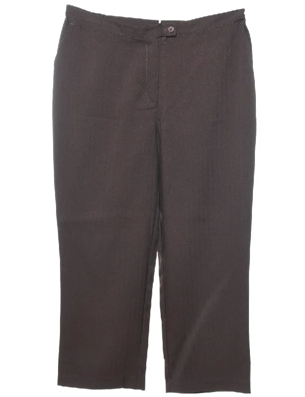 Crazy Deals high-fashion jacketHigh Waist Dark Brown Cropped Trousers - W37 L28