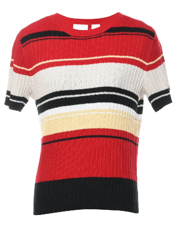 Must-Have Deals leather style jacketMulti-colour Striped Jumper - M