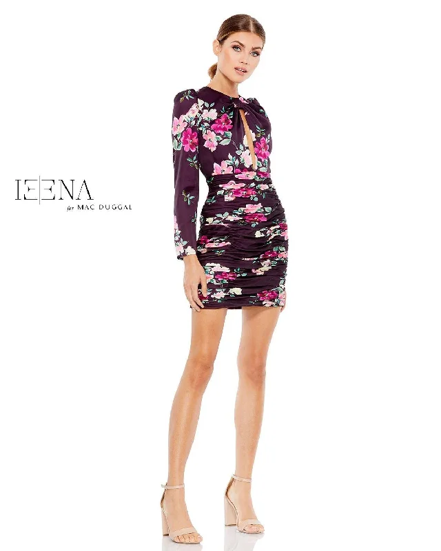 Great Deals winter dressMac Duggal 2635 Long Sleeve Floral Print Dress