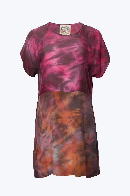 Markdowns flowy maxi dressTie-Dyed Colorblocked Silk Mini Dress In Pink/aura