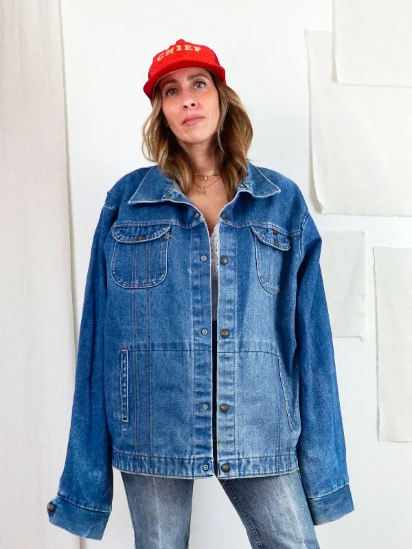 Bargain Blast fashionable puffer jacketVintage Boxy Denim Snap Button Jacket
