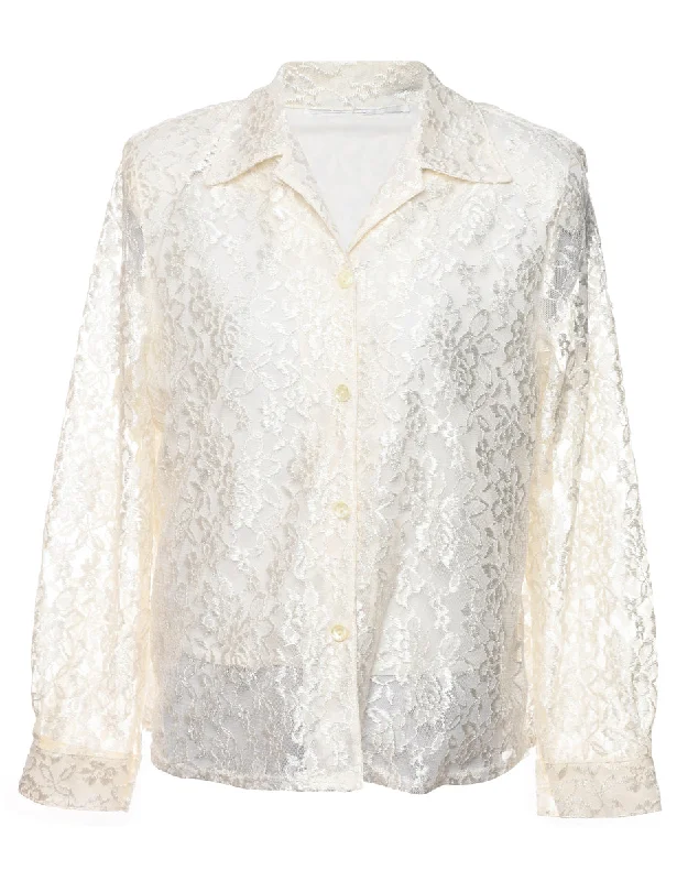 Overstock trendy casual jacketFloral Lace Shirt - L