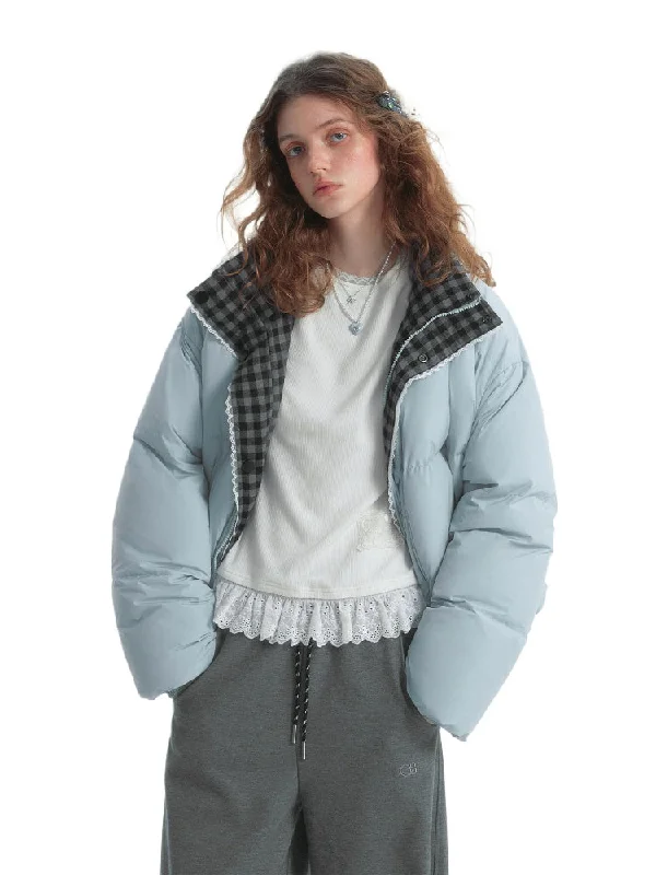 TIME-Limited Offer cozy jacketLace-Trim Reversible Down Jacket