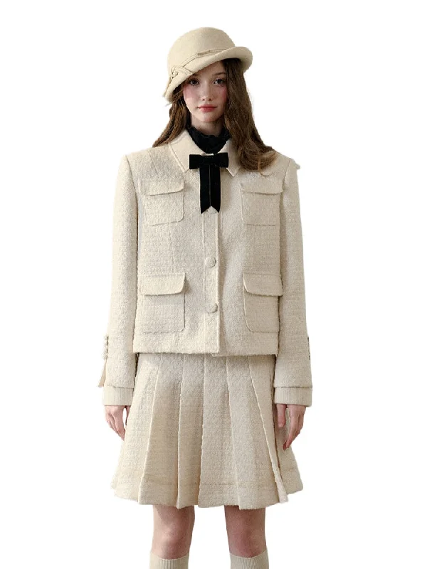 Big Discounts classic bomber jacketGalaxy Classic Wool Pleated Skirt Set