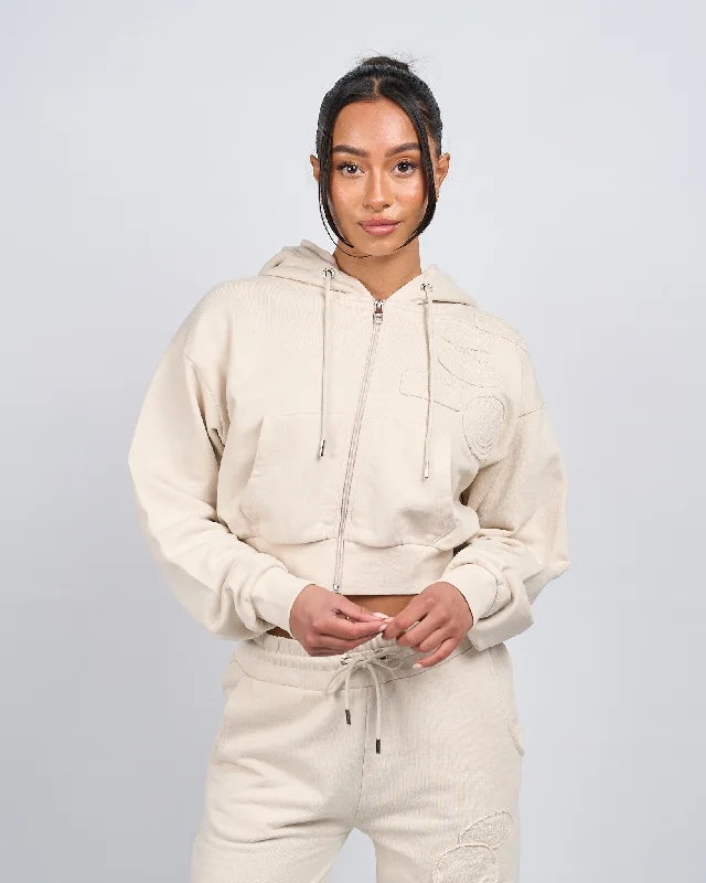Overstock Womens Stone OG Badge Raw Cropped Hoodie