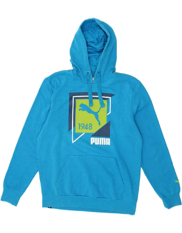 Bargain Prices PUMA Mens Graphic Hoodie Jumper Large Blue Cotton
