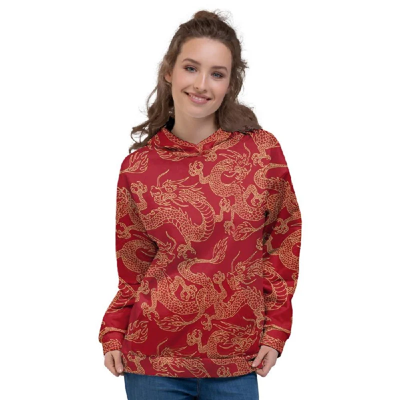 Epic Deals Red Oriental Chinese Dragon Women's Hoodie