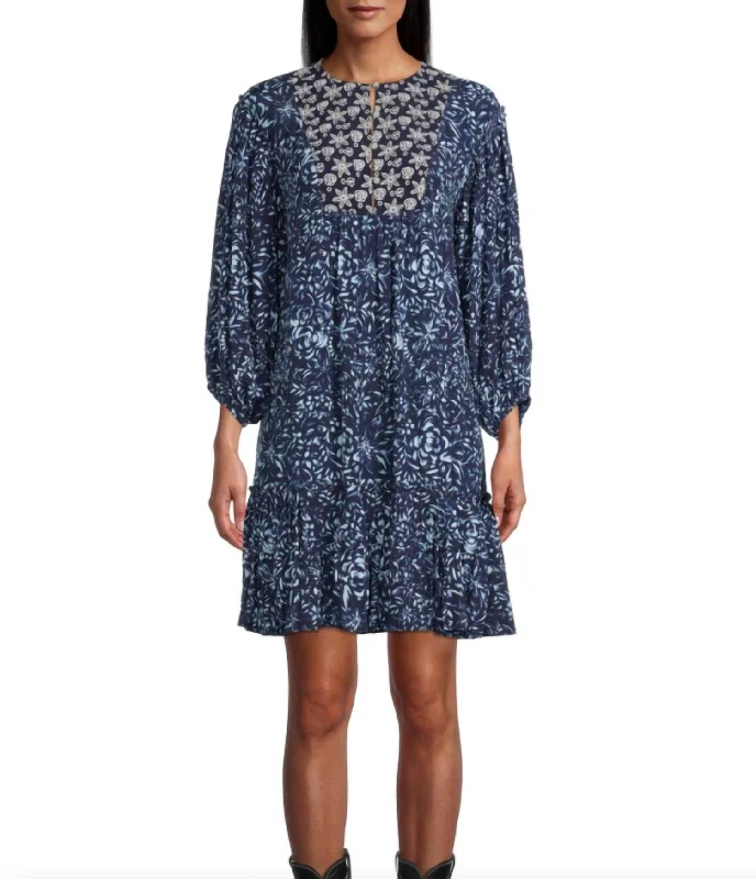 Midnight Madness ruffle dressEmbroidered Dress In Navy