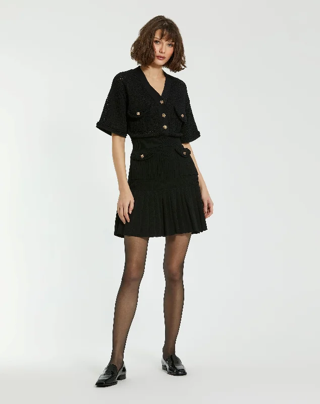 Buy Now sleek midi dressMac Duggal K10042 Short Crochet Pleated Cocktail Dress