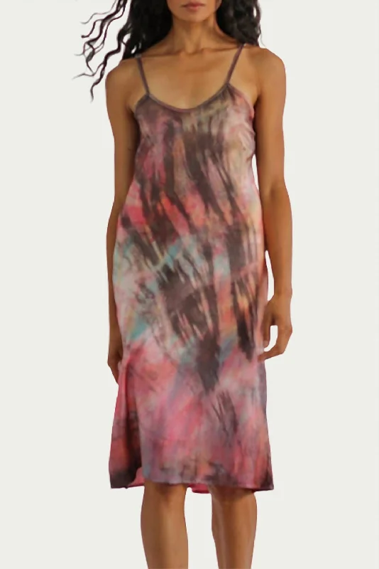 Deal Dash casual midi dressTie-Dyed Silk Charmeuse Slip Dress In Multi