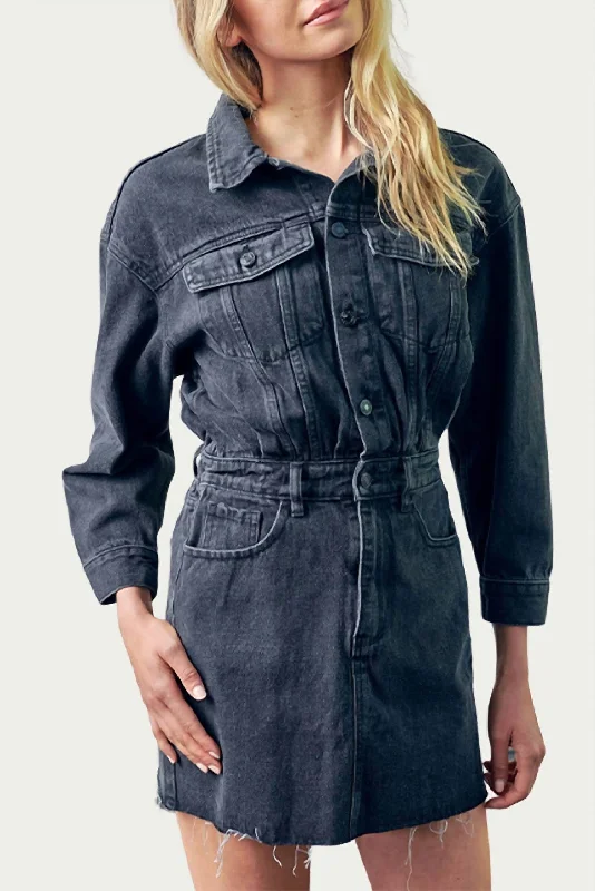 Weekend Special sleek dressDenim Raw-Edge Mini Dress In Washed Black