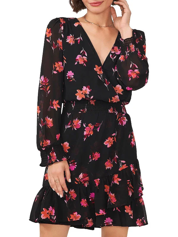 Instant Discount long sleeve dressWomens Smocked Mini Fit & Flare Dress