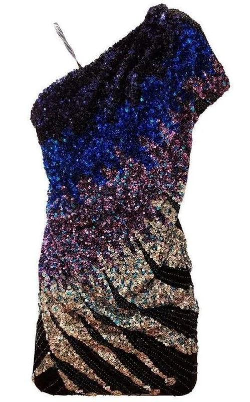 Clearance Event fitted dressMulti Color Silk One Shoulder Dress
