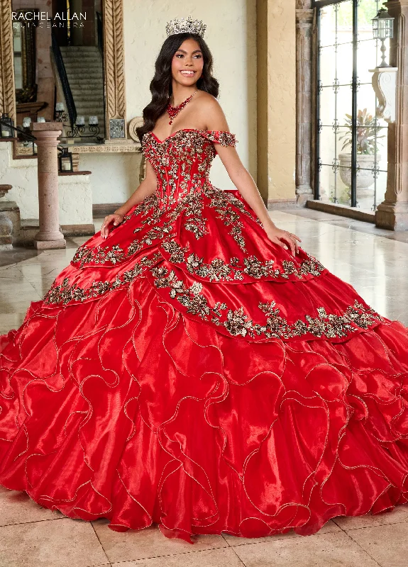 Great Deals backless dressRachel Allan RQ5001 Long Quinceanera Ruffle Ball Gown