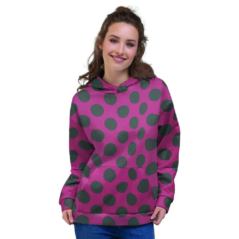 Closeout Red And Black Polka Dot Women's Hoodie