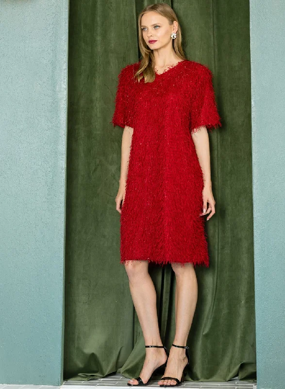 Don't Wait one-shoulder dressWinna Sparkling Feathered Eyelash Dress