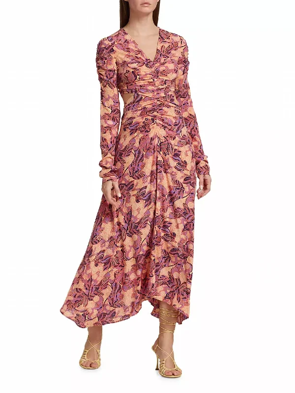 Steals and Deals floral dressMona Cut Out Back Maxi Floral Dress In Coral Iris Multi